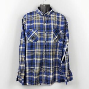 Levi's Men's Blue and Yellow Plaid 100% Cotton Flannel Shirt Size XXL